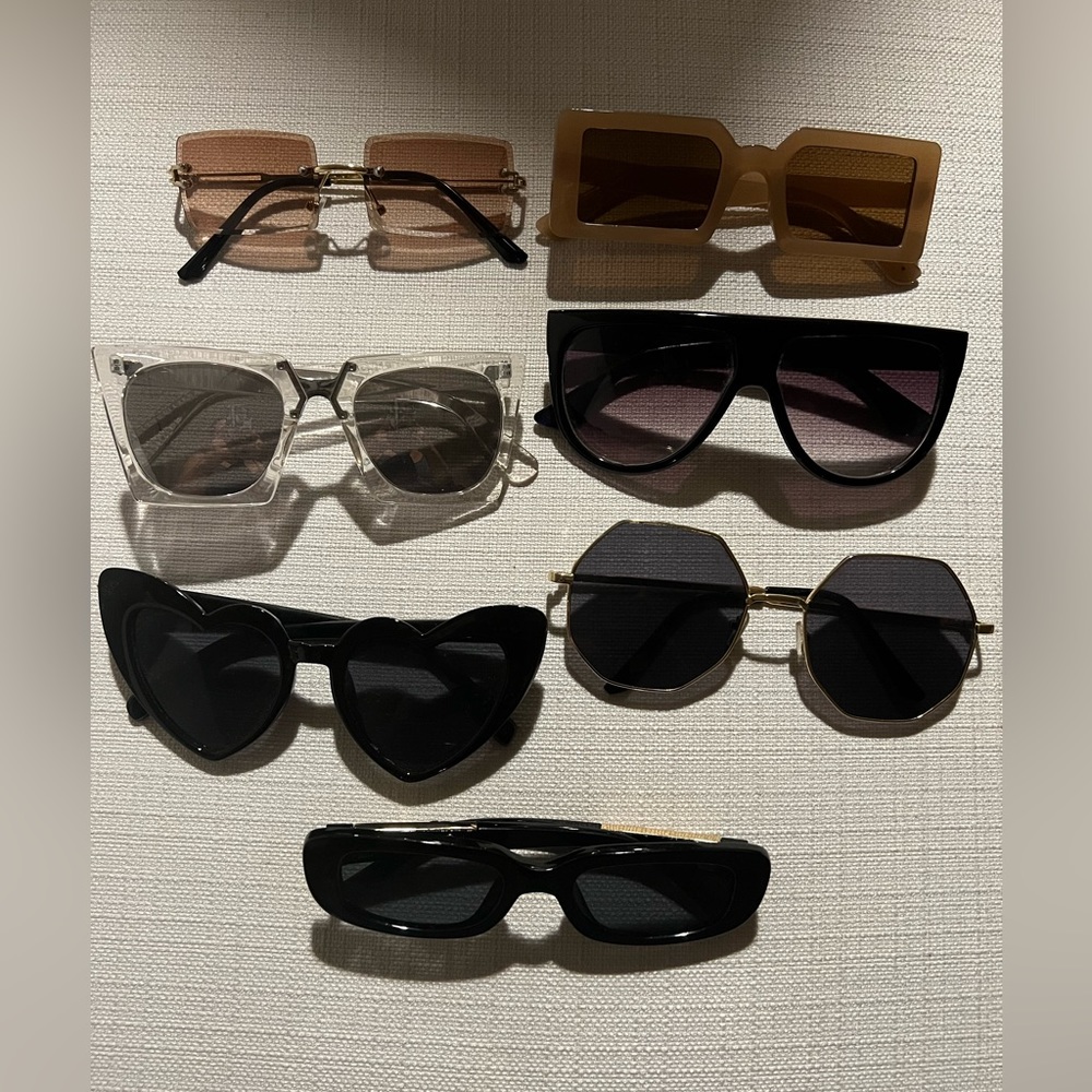 Lot 7 sunglasses sunnies heart square round oversized black 90s clear pink